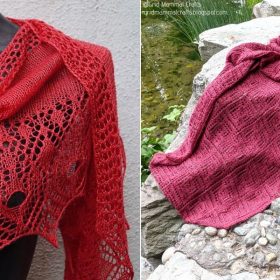 Red Lacy Shawls Free Knitting Pattern