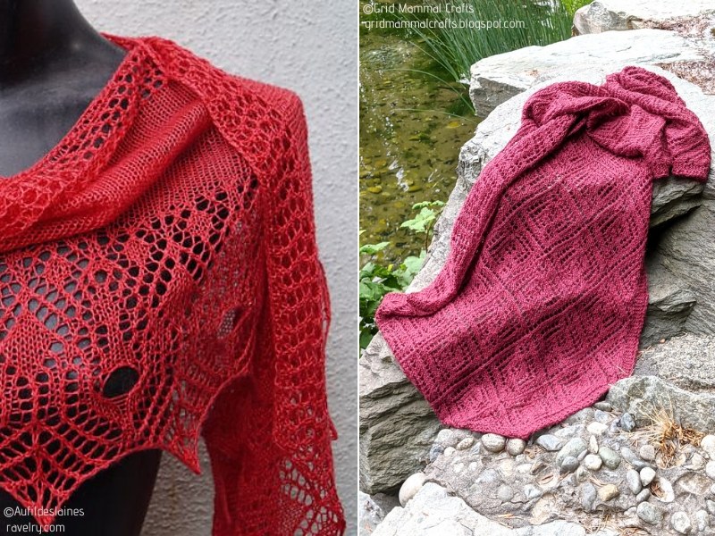 Red Lacy Shawls Free Knitting Pattern