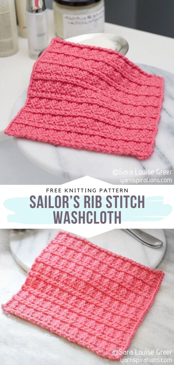 Knit Rib Stitch Washcloth