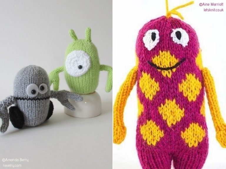 Two knitted softies in pictures.