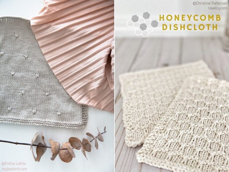 Knitting pattern for honeycomb dishcloths.