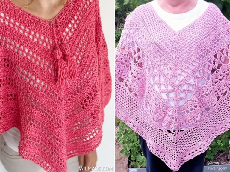 Fabulous Ponchos in Pink – Free Crochet Patterns