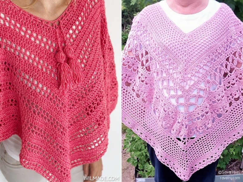 1Fabulous Ponchos in Pink with Free Crochet Patterns