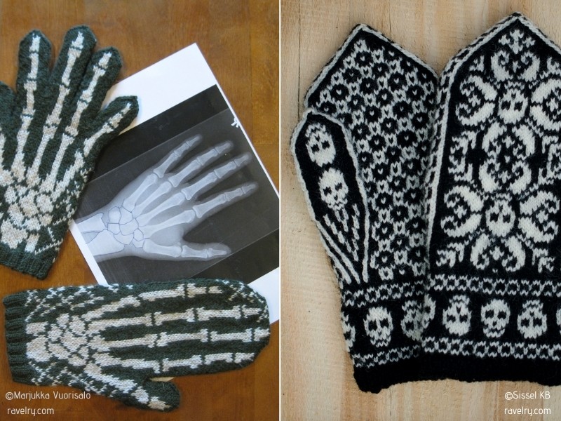 Spooky Mittens for Halloween with Free Knitting Patterns