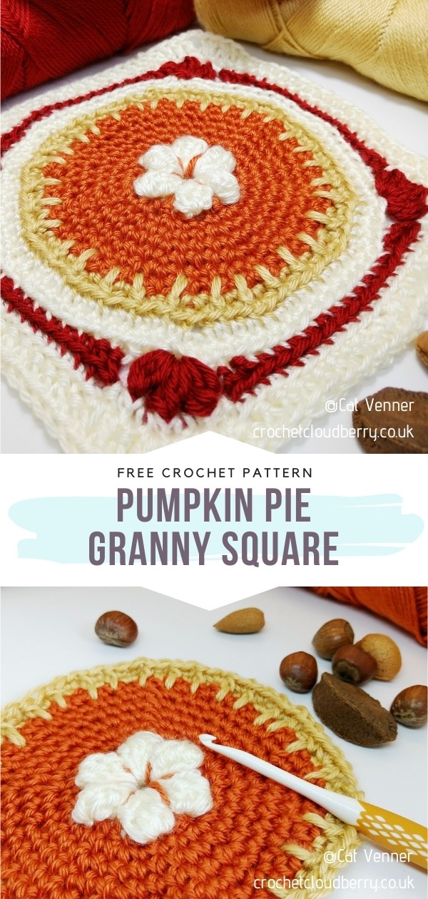 Crochet Pumpkin Granny Square