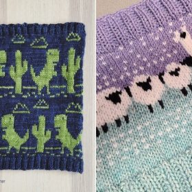 Cowls with Fun Motifs with Free Knitting Patterns