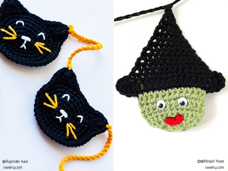 Halloween Garlands with Free Crochet Patterns