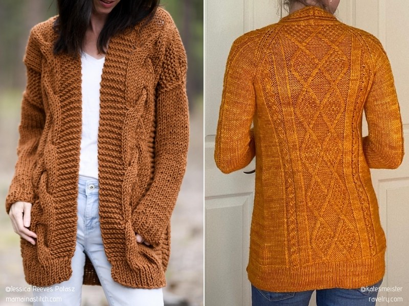 Chic Caramel Cardigans with Free Knitting Patterns