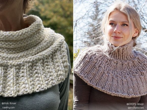 Warm and Wonderfully Gray Knitted Cowls - Free Patterns