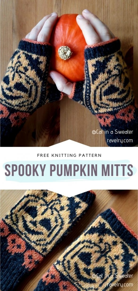 Spooky Mittens for Halloween - Free Knitting Patterns