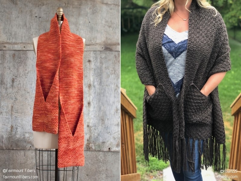 Modern Pocket Scarves with Free Knitting Patterns
