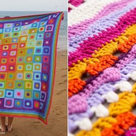 Multicolor Granny Square Blankets with Free Crochet Patterns