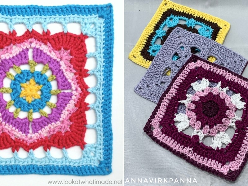 Lovely Floral Squares with Free Crochet Patterns