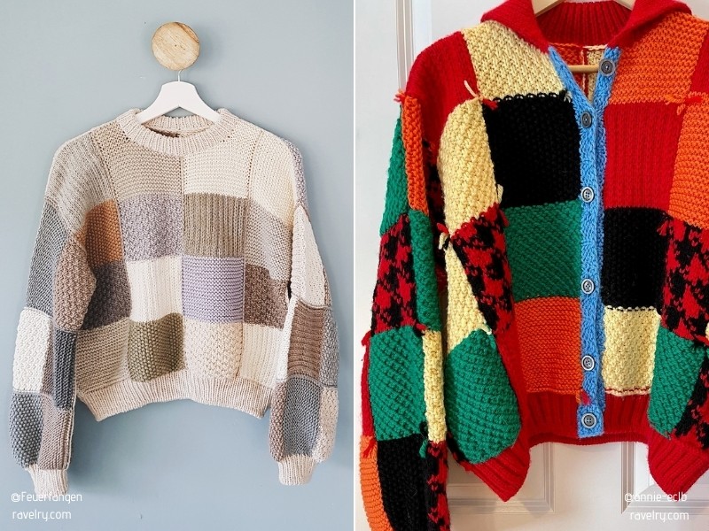 【サイズシル】 PATCHWORK KNIT SWEATER ベージュ