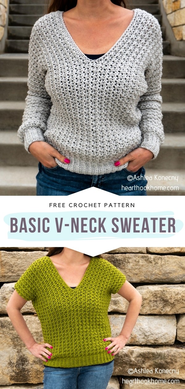 Crochet V-Neck Sweater