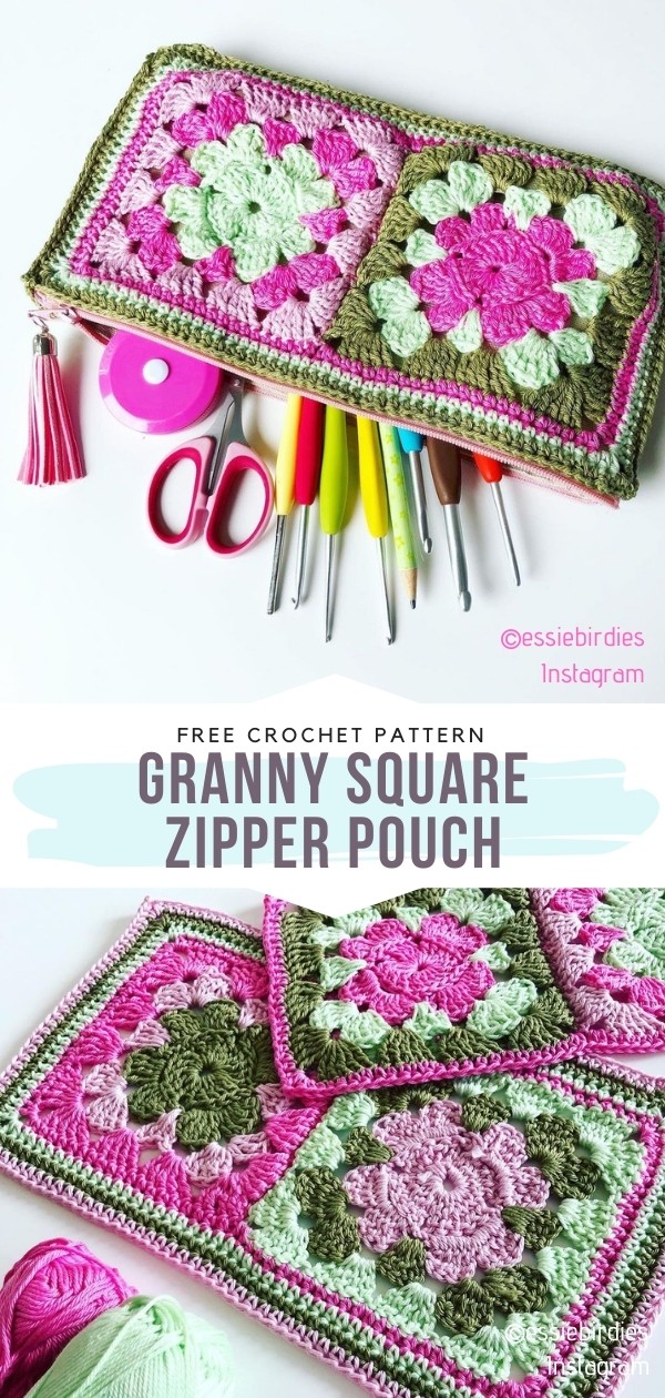 Granny Square Zipper Pouch