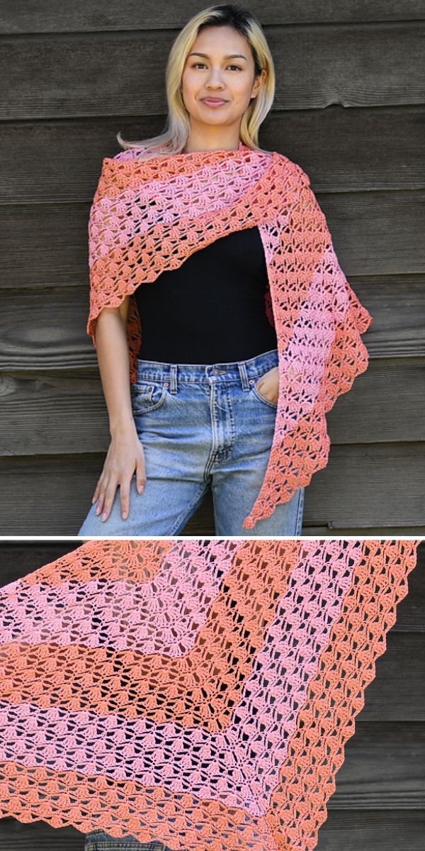 woman in crochet shawl