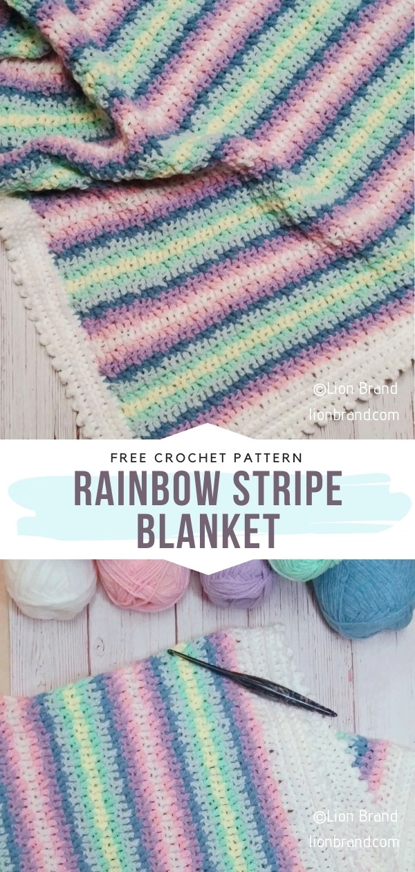 Crochet Rainbow Stripe Blanket