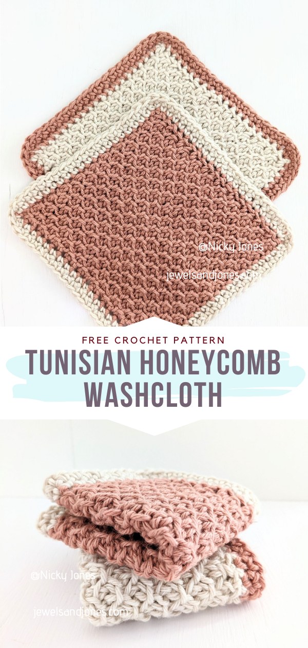 Tunisian Crochet Honeycomb Stitch Washcloth