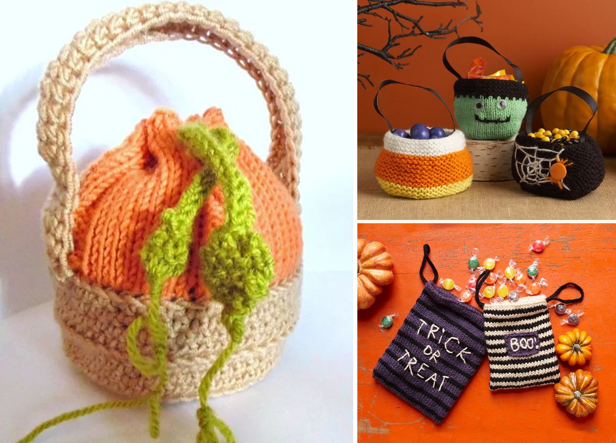 knitted Halloween bags