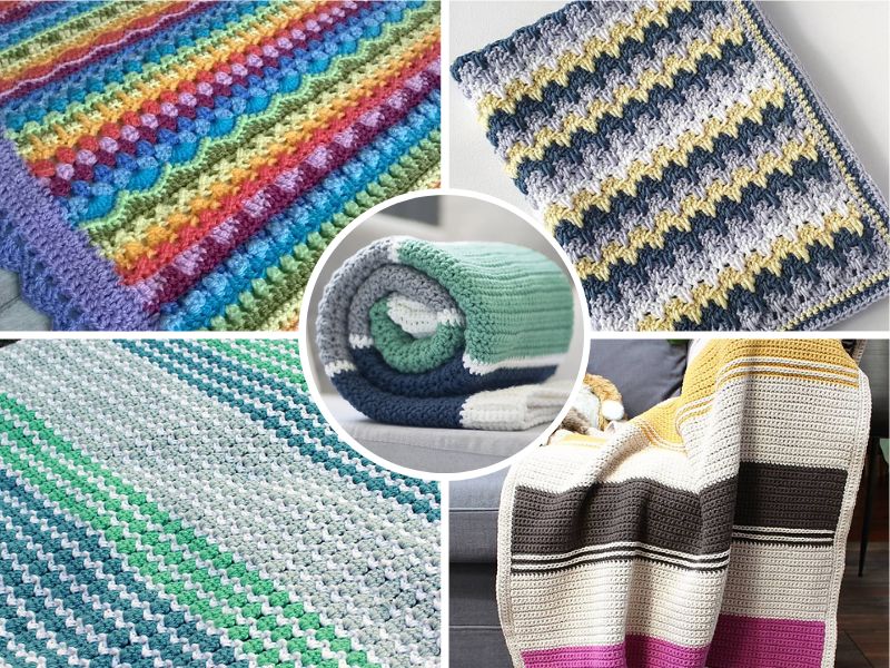 Crochet Striped Baby Blankets - Free Pattern Collection - Left in
