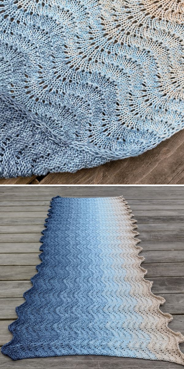 knitted shawl in ombre yarn