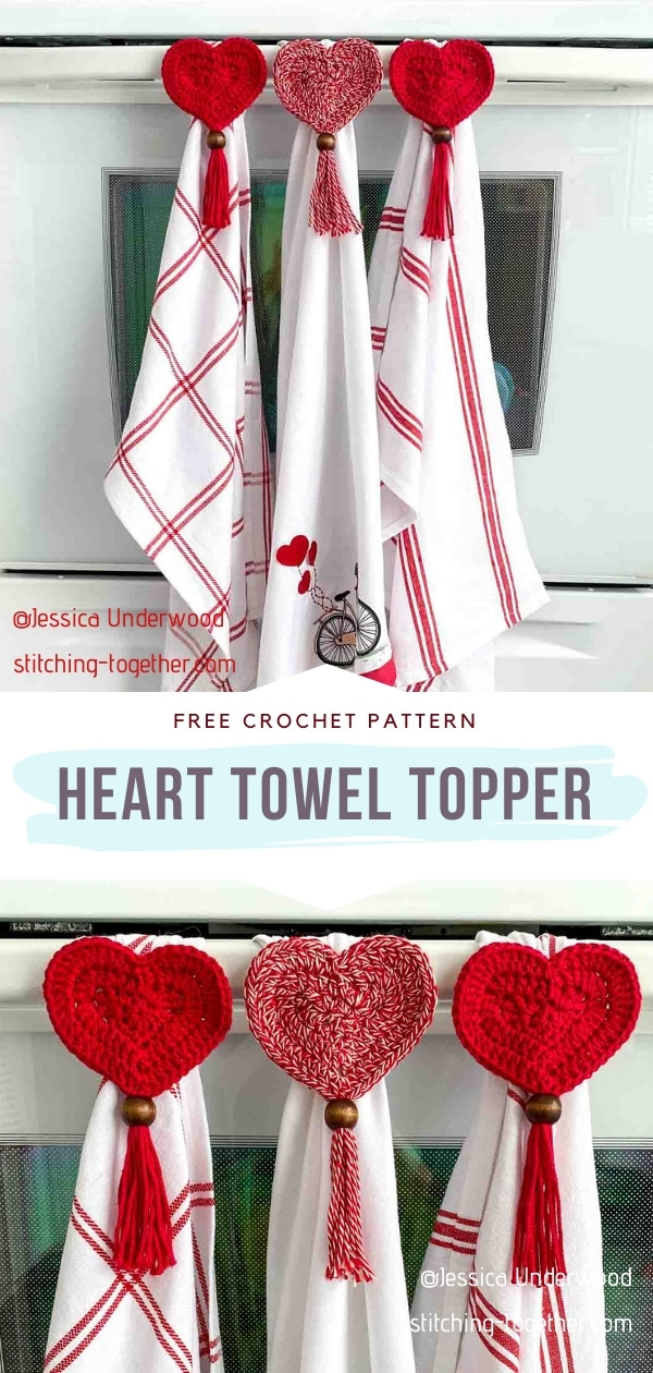 Crochet Heart Towel Topper