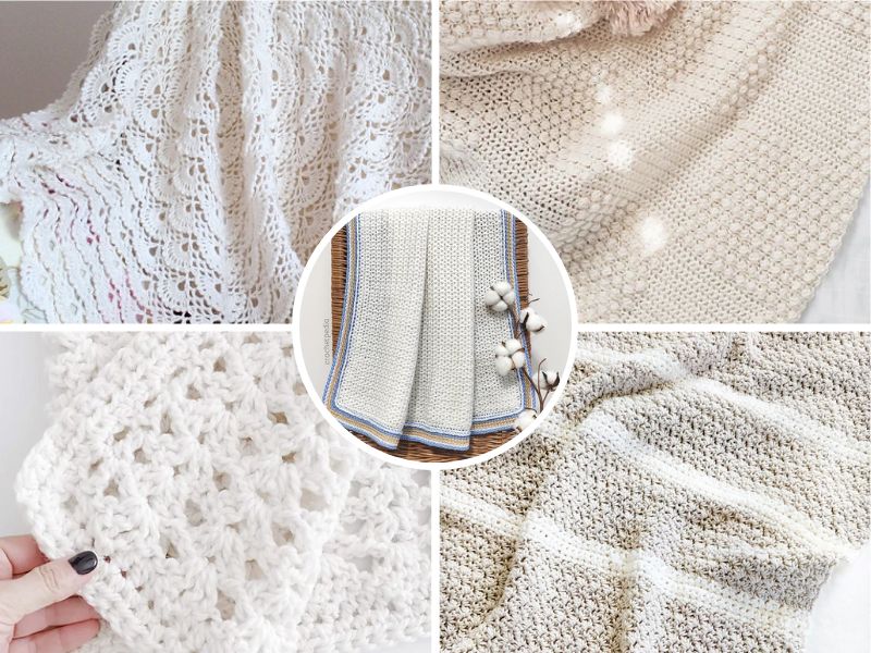 Baby Blankets in Light Colors - Free Crochet Patterns