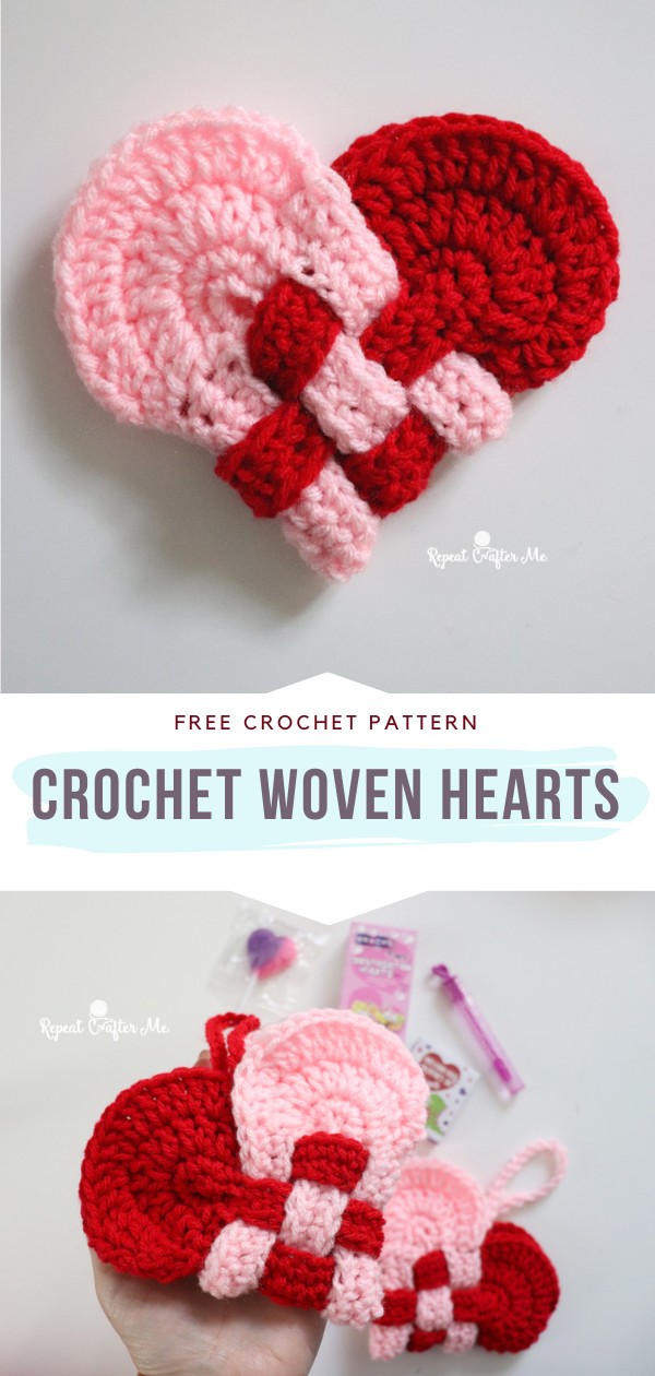 Crochet Woven Hearts