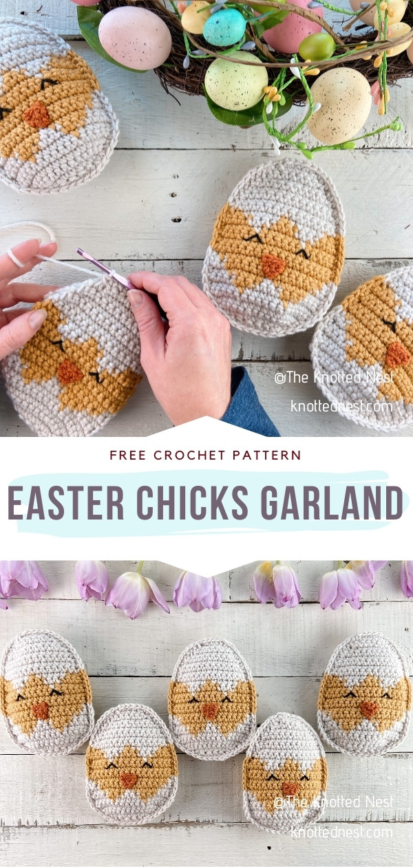 easy crochet easter chick garland