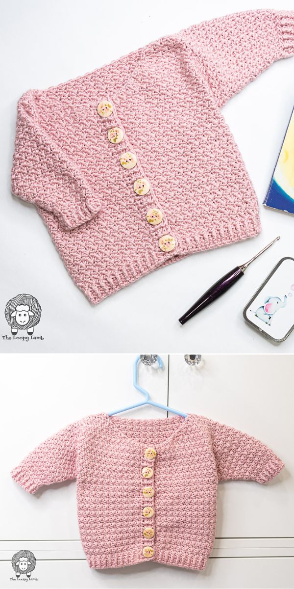 light pink knitted baby cardigan