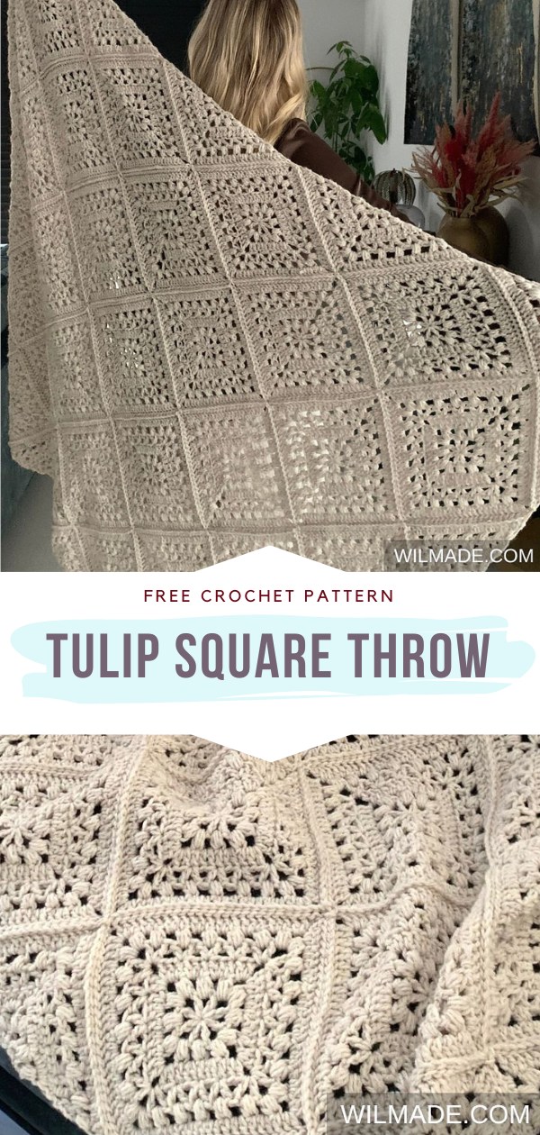 Crochet Tulip Square Throw