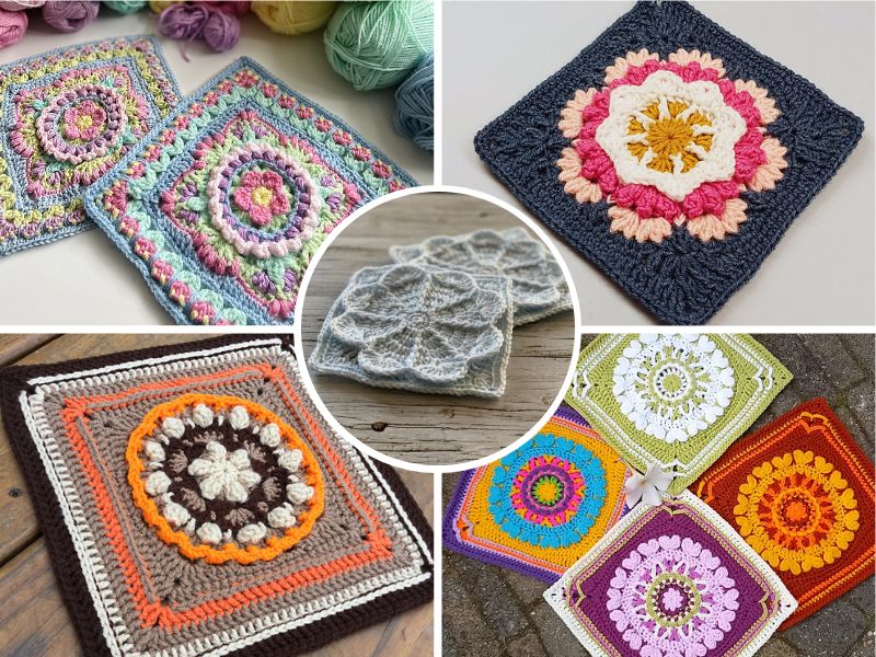 Chic Floral Afghan Squares - Free Crochet Patterns