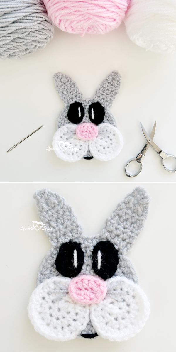 Easter bunny crochet appliques pattern.