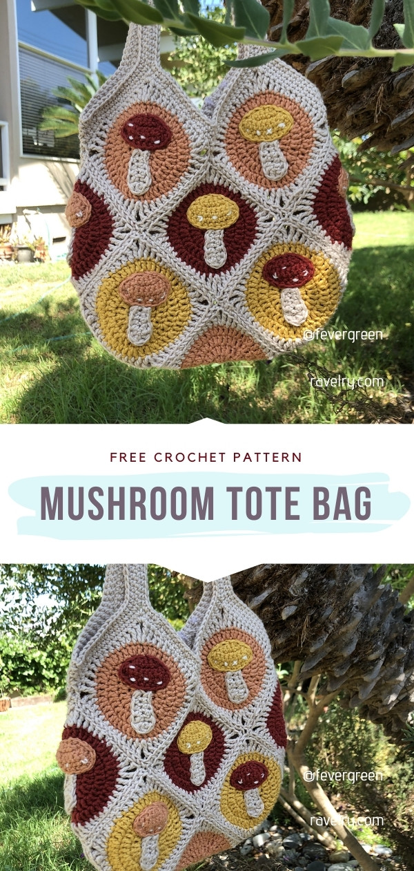 Crochet Mushroom Tote Bag