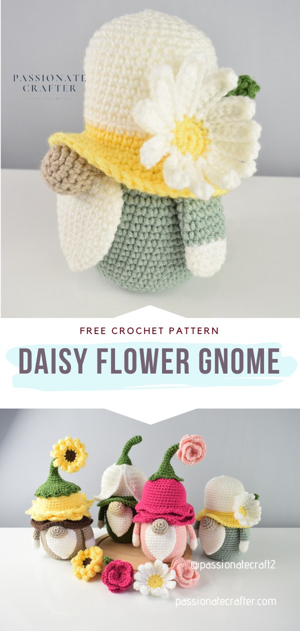 crochet flower gnome