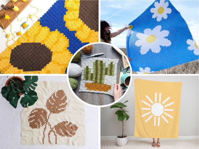 floral corner-to-corner c2c blankets