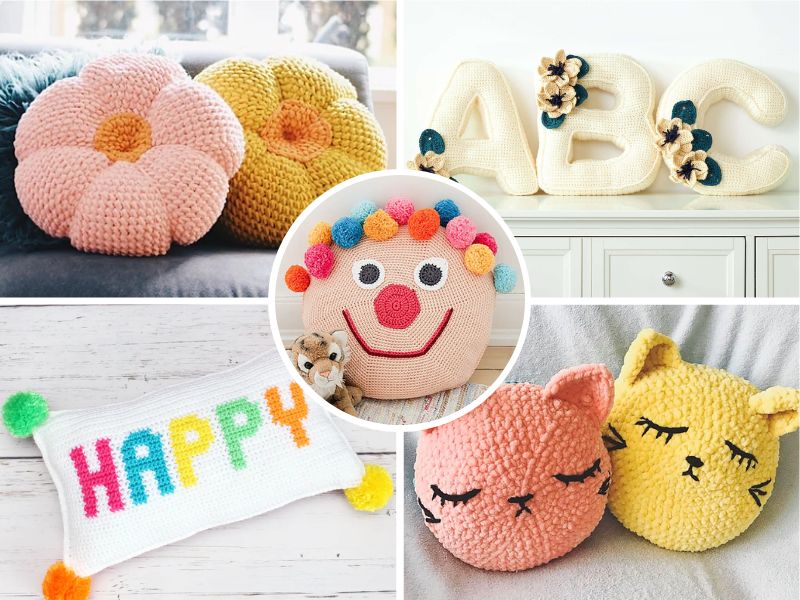 Cute Crochet Pillows for Kids - Free Patterns