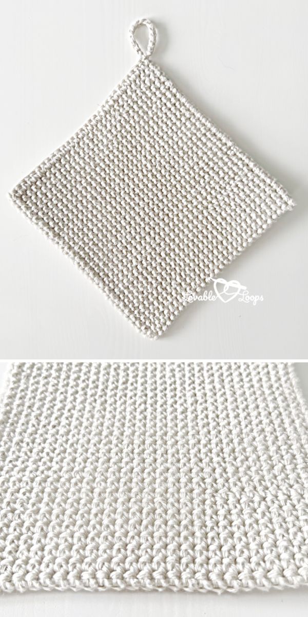 white textural crochet potholder