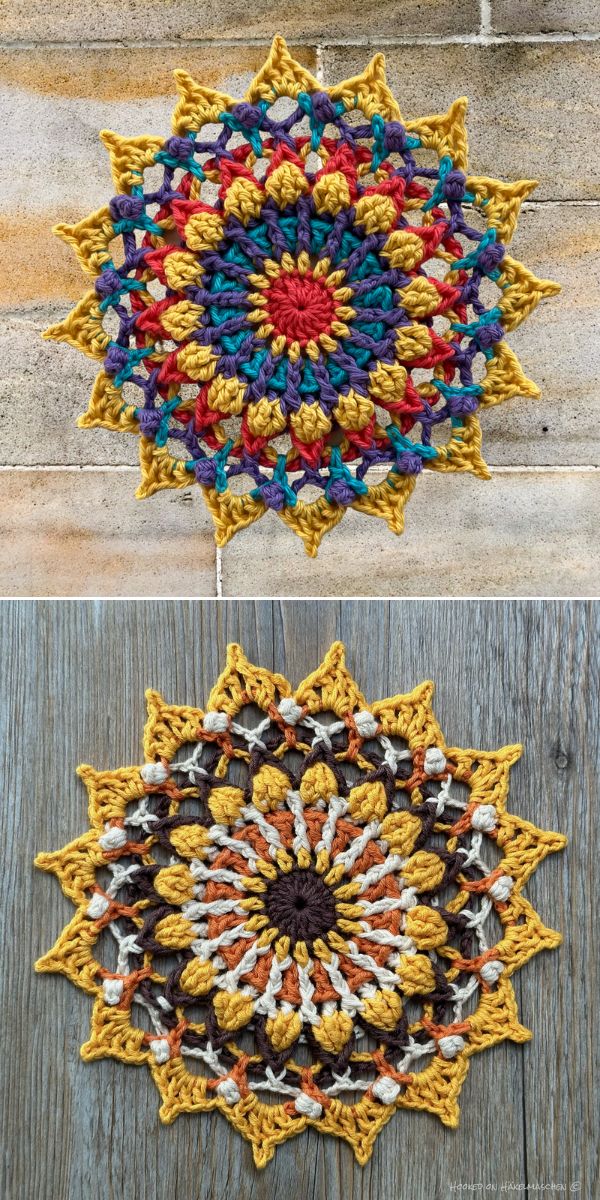 colorful crochet mandala doily