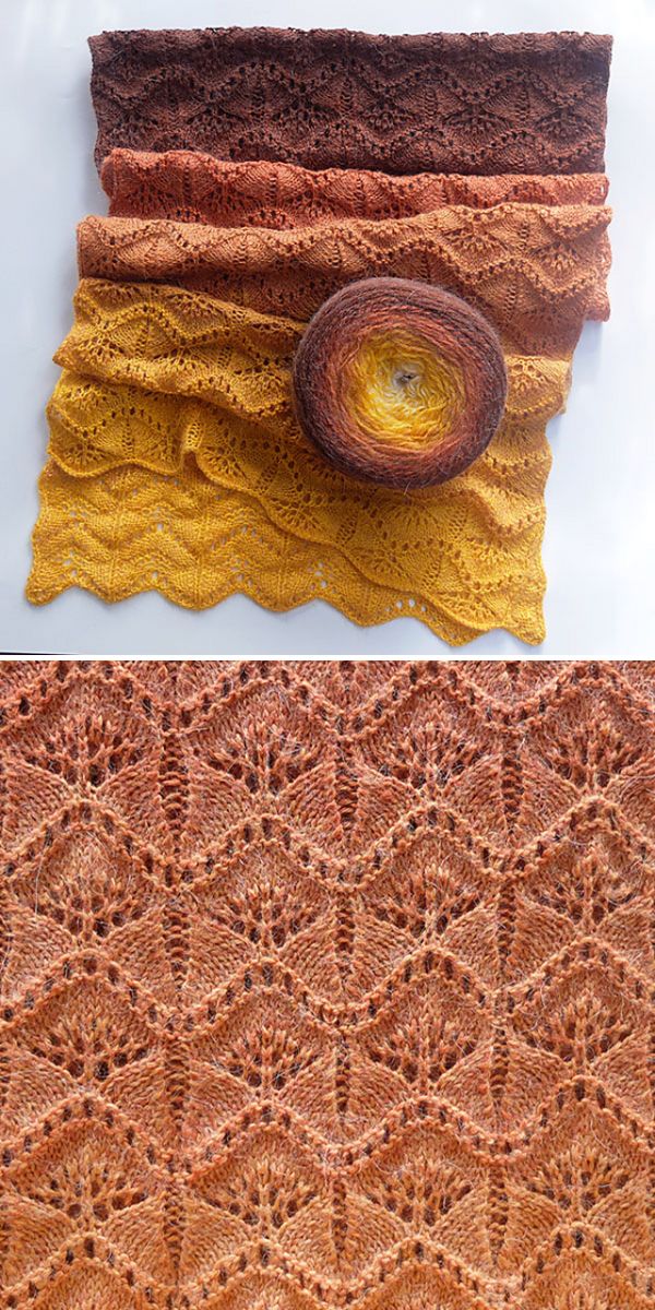 knitted scarf in golden colors