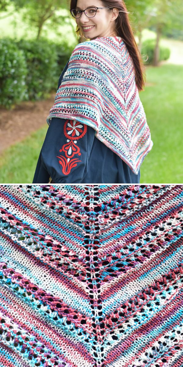 multicolored knitted shawl