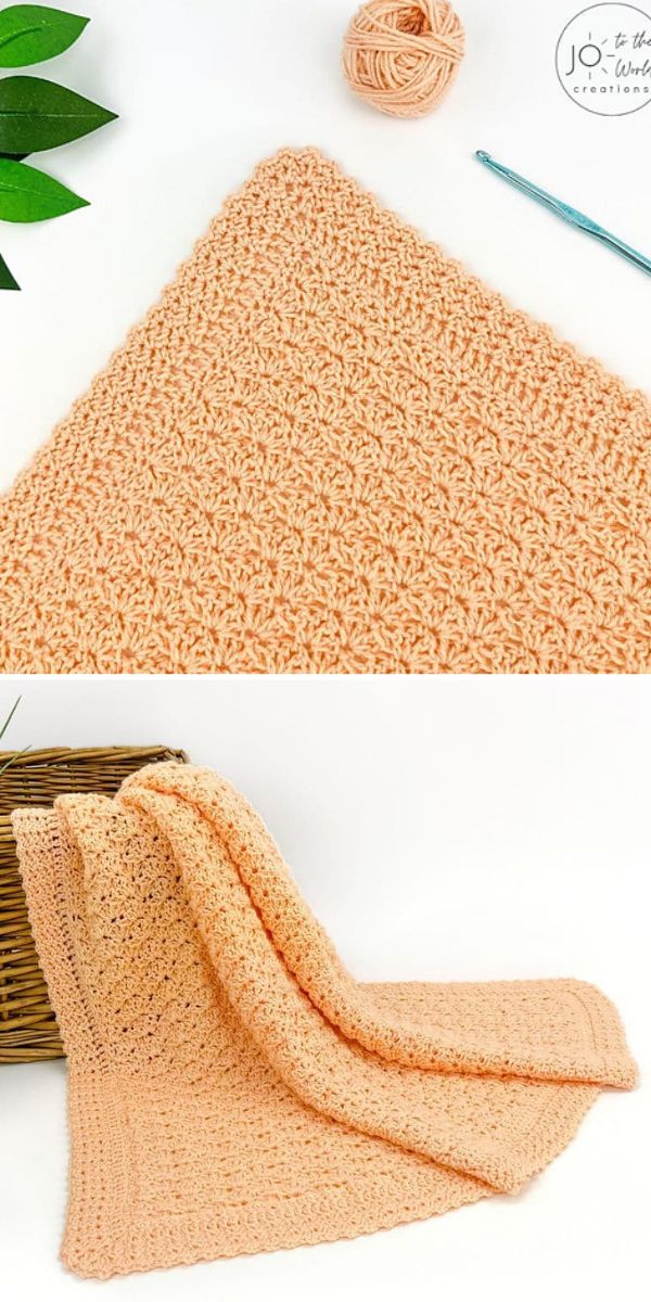 crochet baby blanket in basket