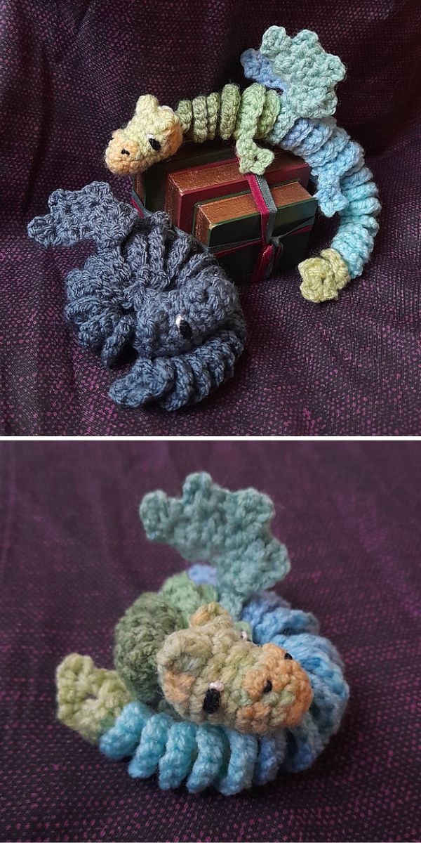 Stunning images showcasing exquisite crochet dragons resting on a cozy bed.