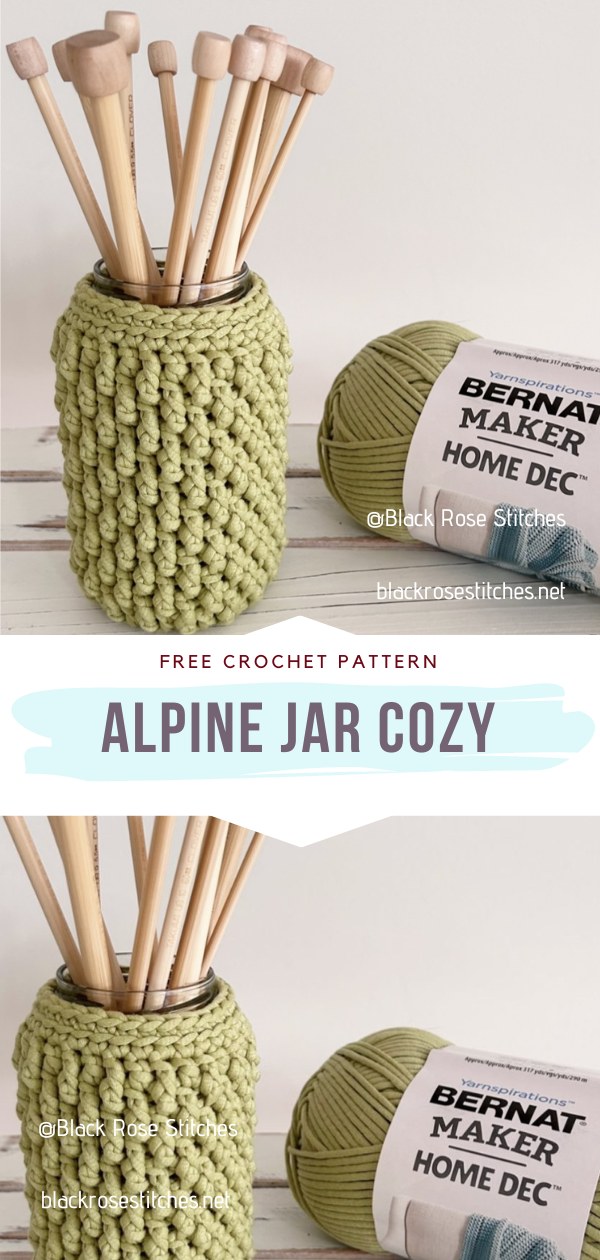 Alpine Jar Cozy - Black Rose Stitches