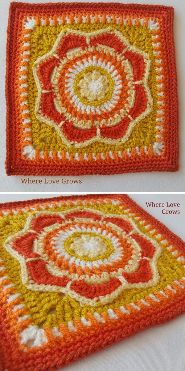crochet square block