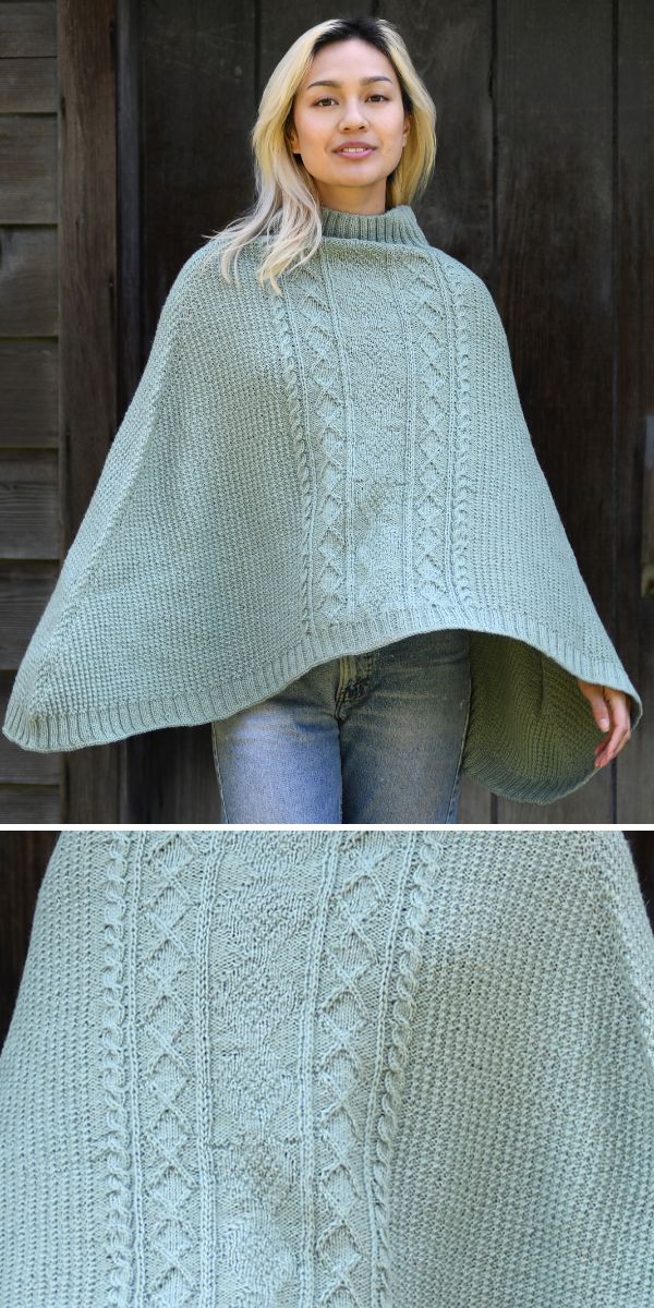 woman in knit poncho