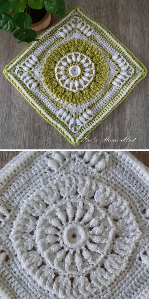 crochet square on the floor