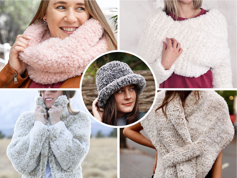 7 Faux Fur Winter Garments and Accessories [Free Crochet Patterns]