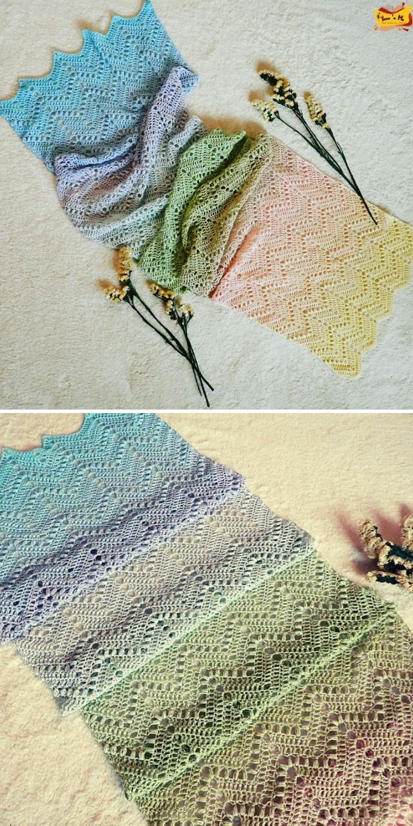 ombre lacy scarf in pastel colors